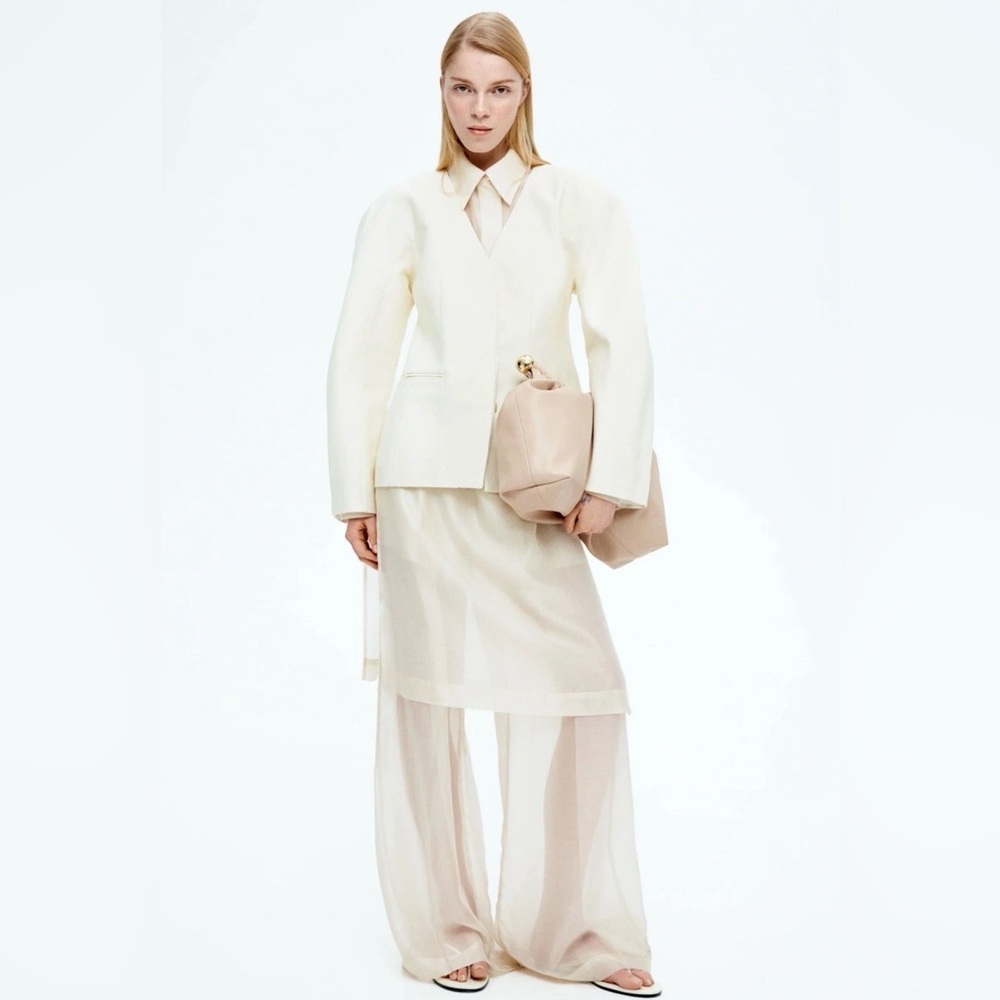 Elegant Cream New with Tags H&M Women's Collarless Blazer XXL